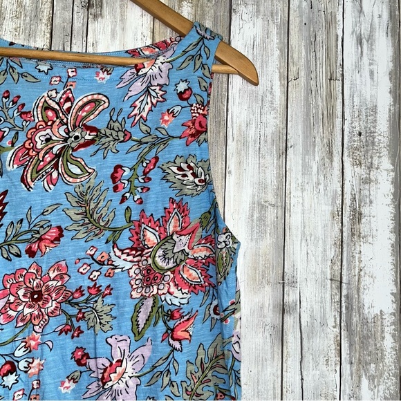 Loft Blue Floral Sleeveless Blouse - Picture 3 of 4